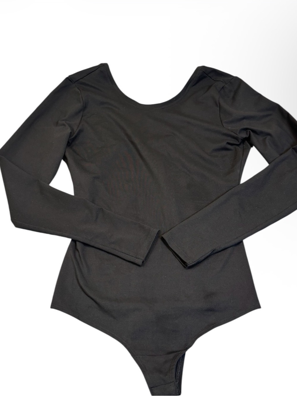 SPANX Suit Yourself Bodysuit Women's Medium Black Long Sleeve Scoop Neck EUC
